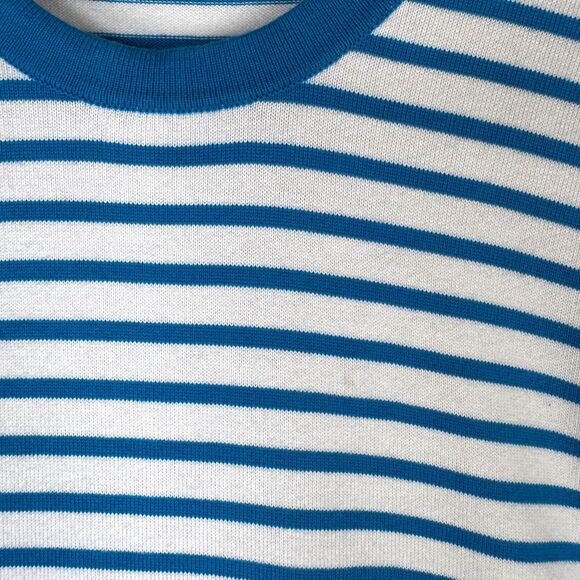 Mr Turk Knit Tee Mens M/L Blue White Striped Crewneck Short Sleeve Resort - Picture 13 of 13